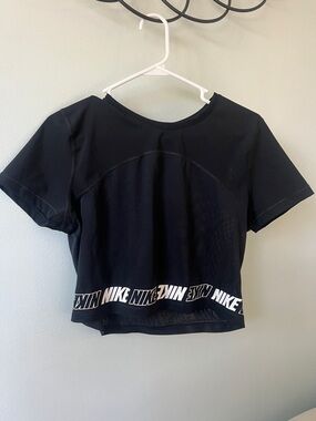 Nike Black Cropped Mesh Logo Top